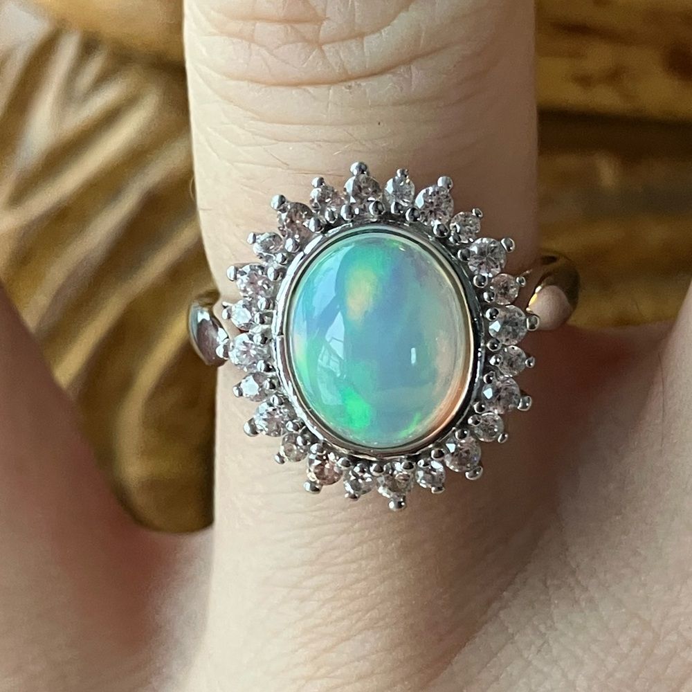 Natural Ethiopian Opal Sterling Silver Ring Size 6